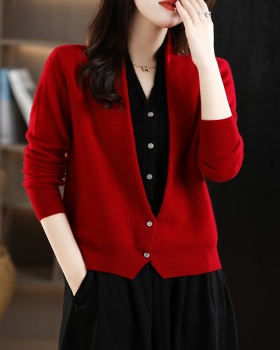 Cashmere Pseudo-two tops autumn and winter cardigan