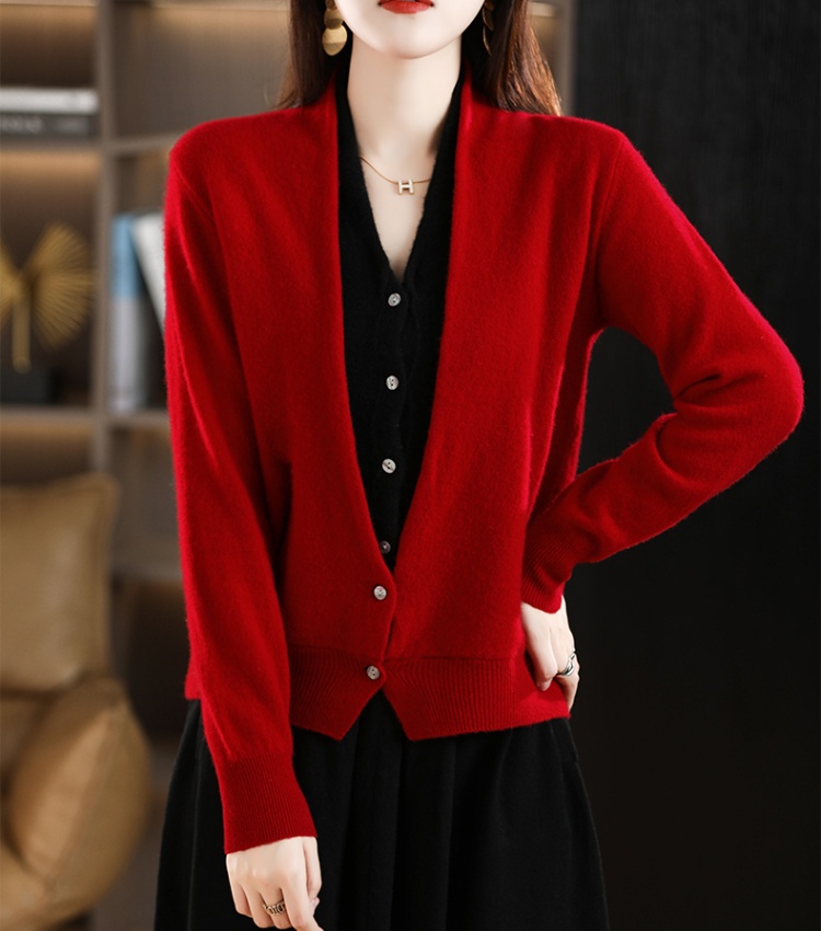 Cashmere Pseudo-two tops autumn and winter cardigan