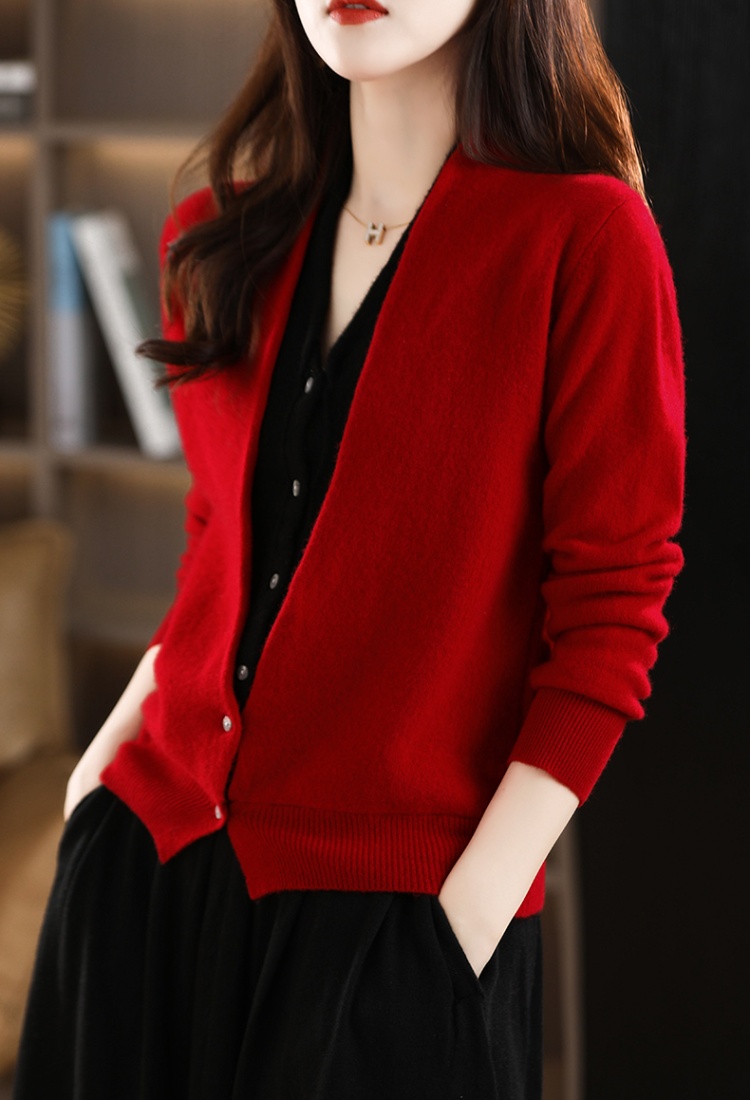 Cashmere Pseudo-two tops autumn and winter cardigan