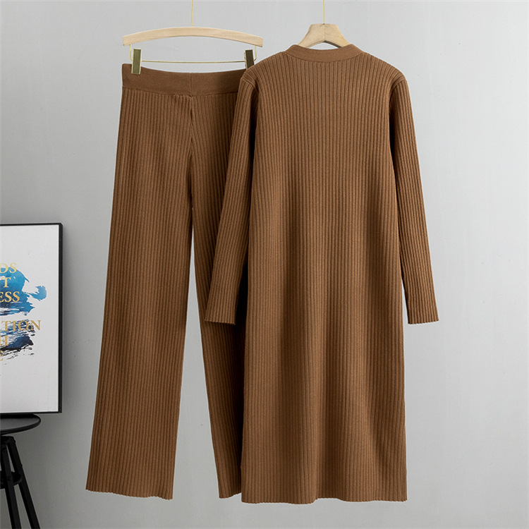 Knitted lazy coat Casual sweater 2pcs set for women