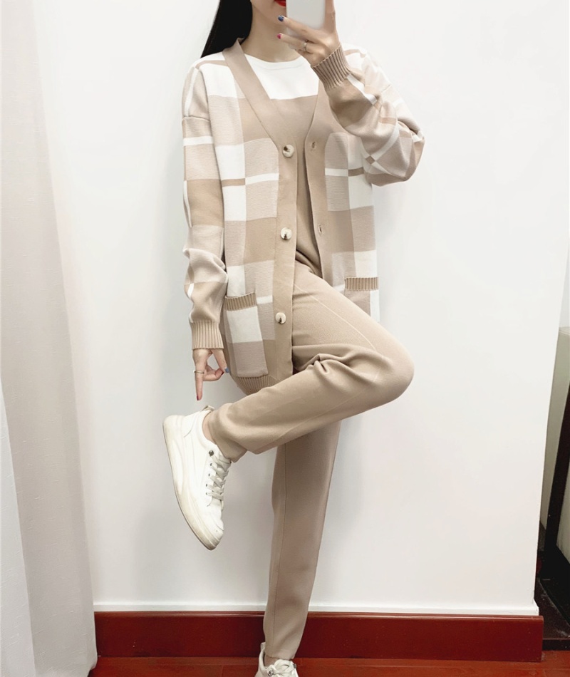 Casual coat temperament sweater 3pcs set for women