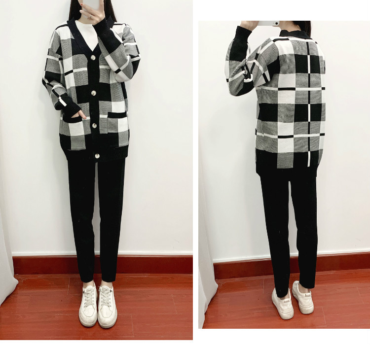 Casual coat temperament sweater 3pcs set for women