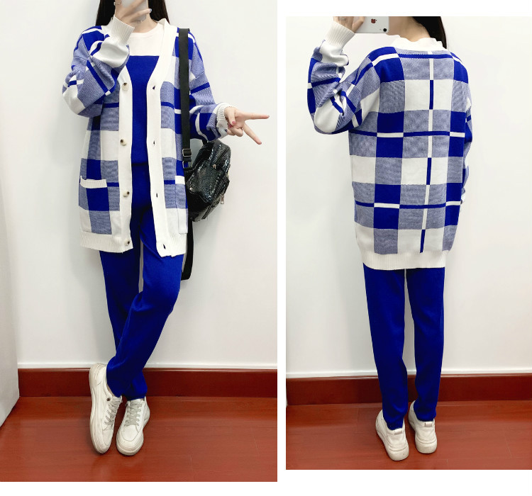 Casual coat temperament sweater 3pcs set for women