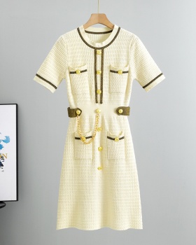 A-line chanelstyle slim pinched waist fashion summer dress