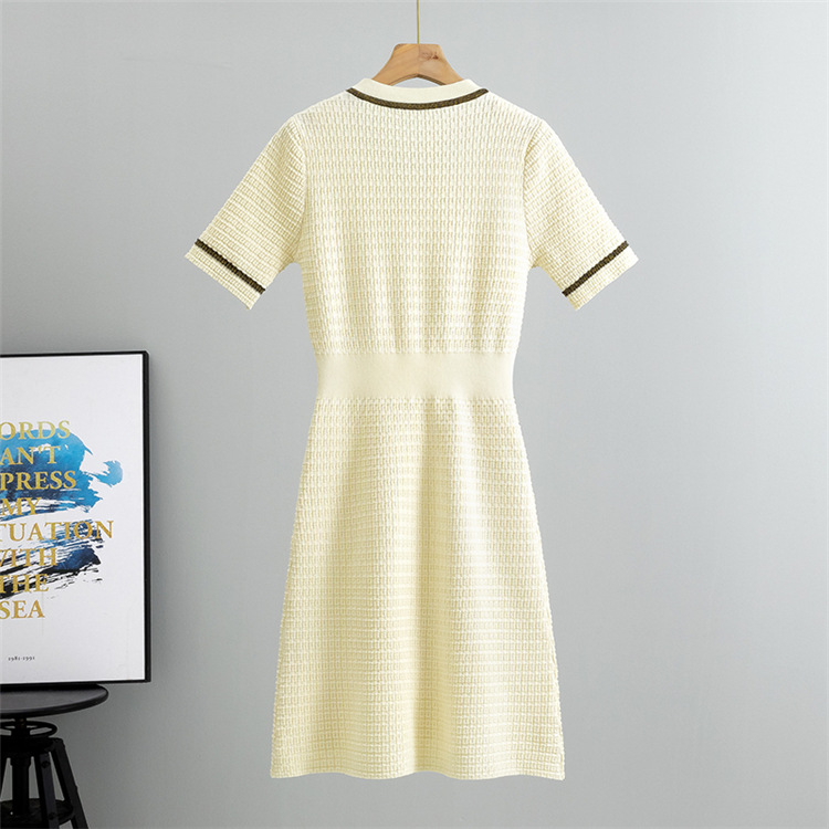 A-line chanelstyle slim pinched waist fashion summer dress