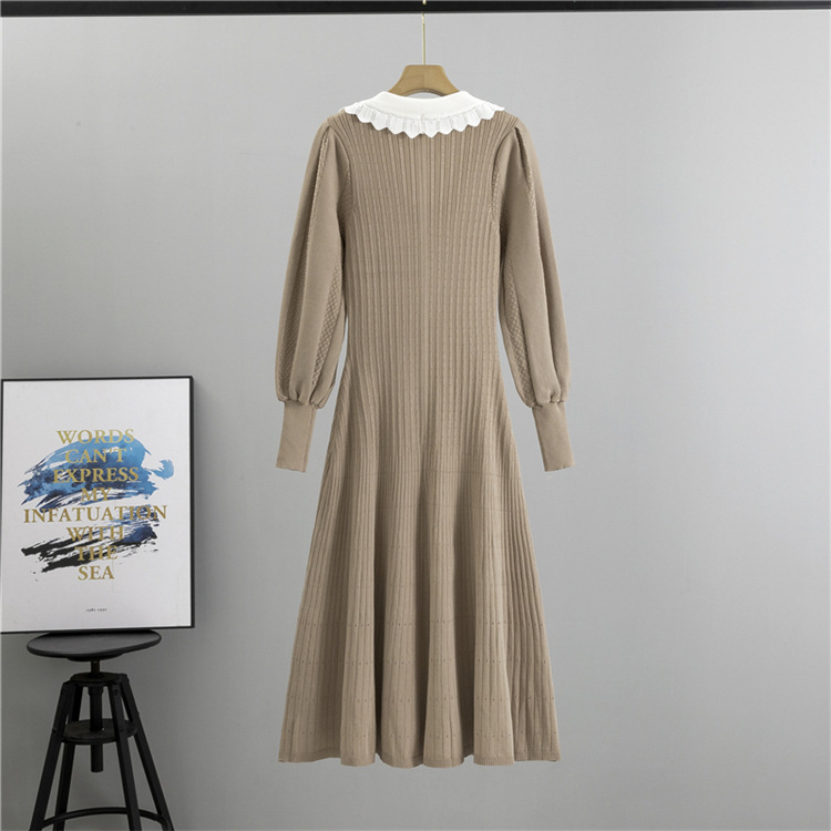 High waist France style long dress knitted tender dress for women