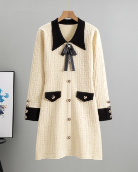 Chanelstyle knitted temperament long sleeve dress