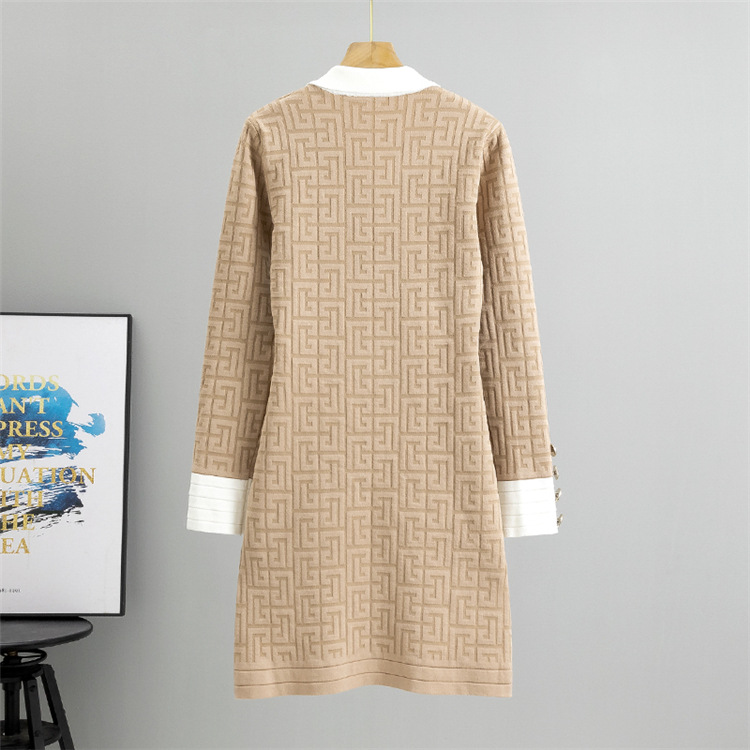 Chanelstyle knitted temperament long sleeve dress