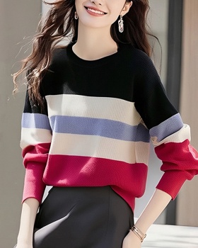 Knitted pullover tops autumn and winter mixed colors sweater