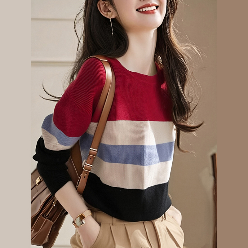 Knitted pullover tops autumn and winter mixed colors sweater