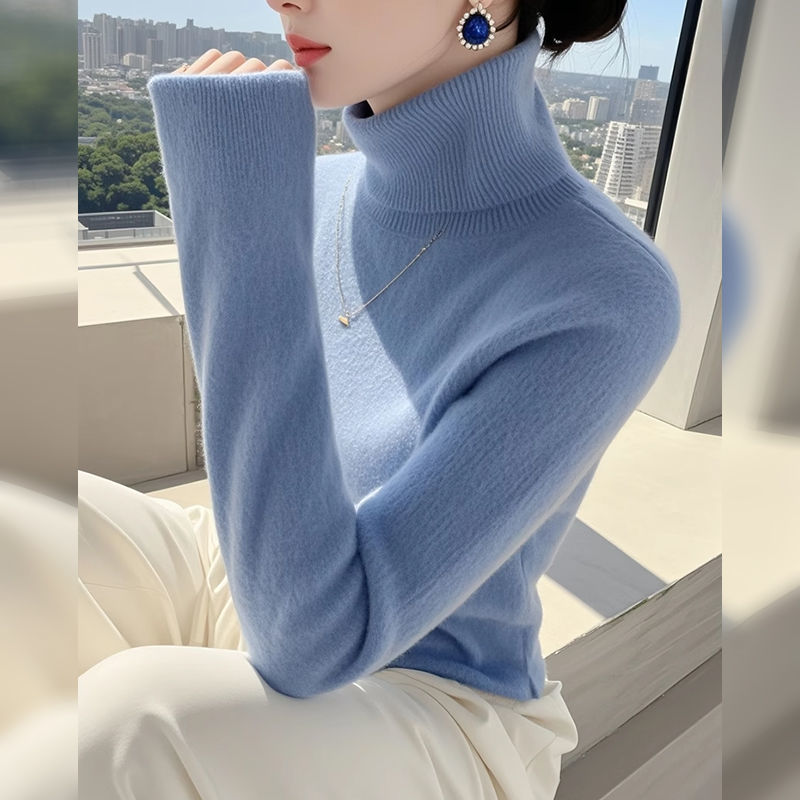 High collar tops sweater for women