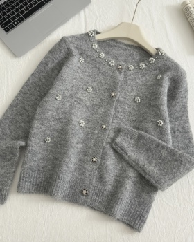 Beading chanelstyle tops autumn and winter cardigan