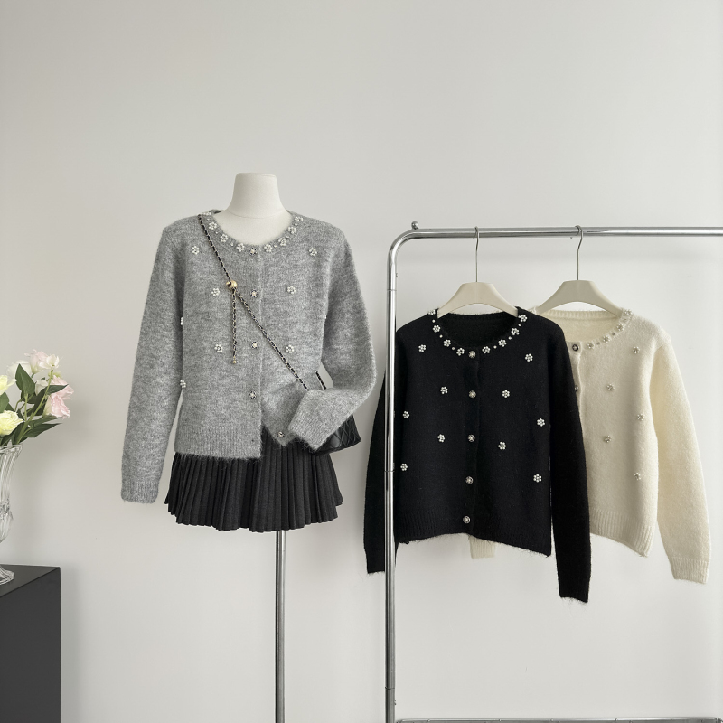 Beading chanelstyle tops autumn and winter cardigan