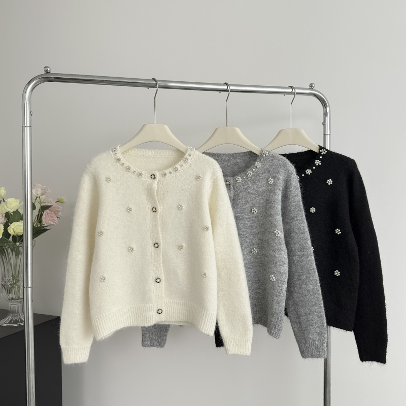 Beading chanelstyle tops autumn and winter cardigan