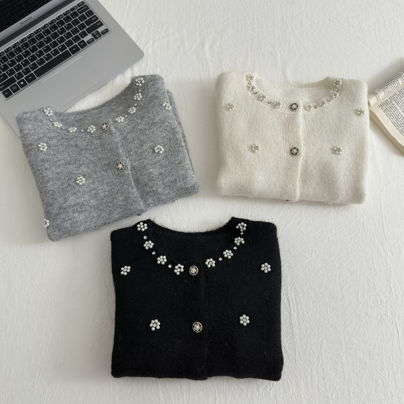 Beading chanelstyle tops autumn and winter cardigan