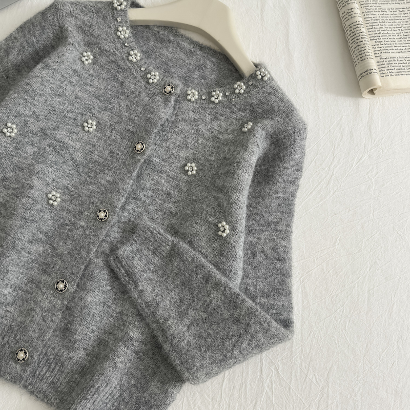 Beading chanelstyle tops autumn and winter cardigan