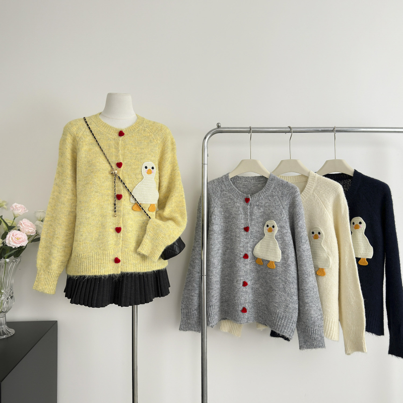 Korean style tender sweater cartoon coat for women