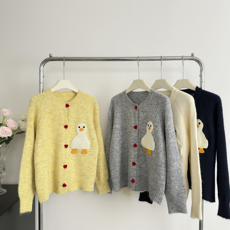 Korean style tender sweater cartoon coat for women