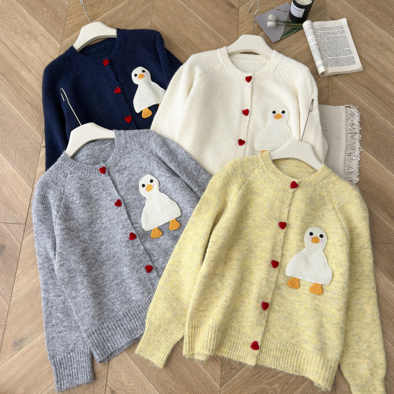 Korean style tender sweater cartoon coat for women