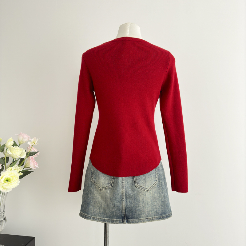 Autumn and winter knitted bottoming shirt for women