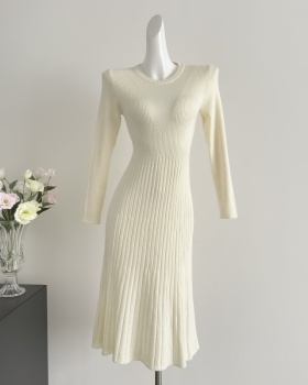 Knitted sweater dress round neck dress for women