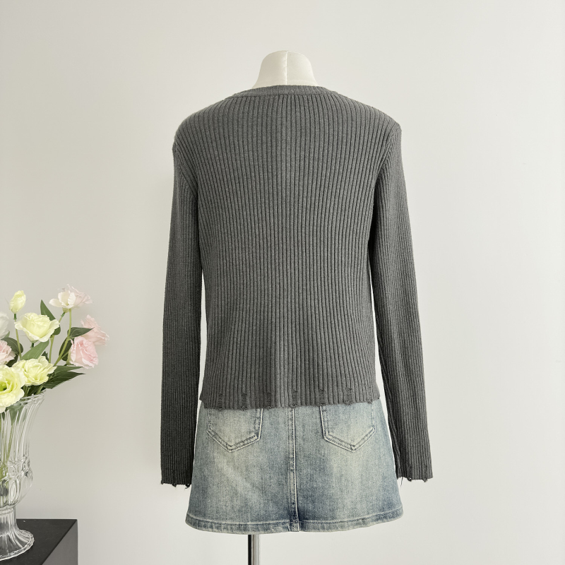 Knitted rhinestone cardigan slim all-match sweater