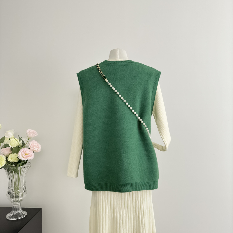 Knitted waistcoat Korean style sweater for women