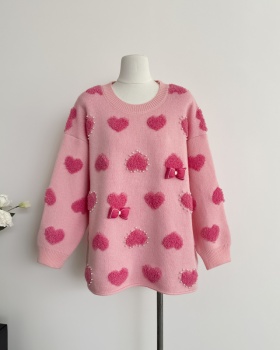 Beading long heart sweater tender large yard tops