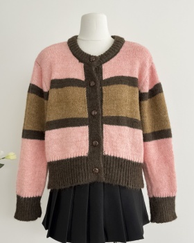 Wool winter cardigan knitted inside the ride tops for women