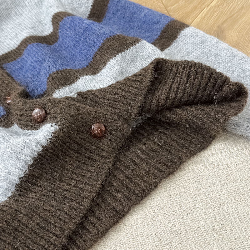 Wool winter cardigan knitted inside the ride tops for women