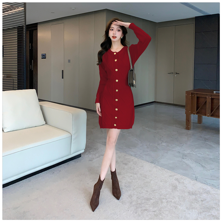 Chanelstyle temperament dress knitted T-back for women