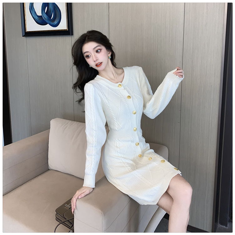 Chanelstyle temperament dress knitted T-back for women