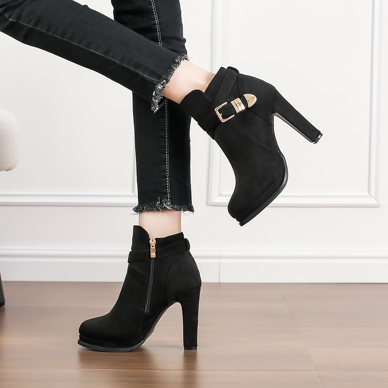 Autumn and winter high-heeled shoes short boots for women