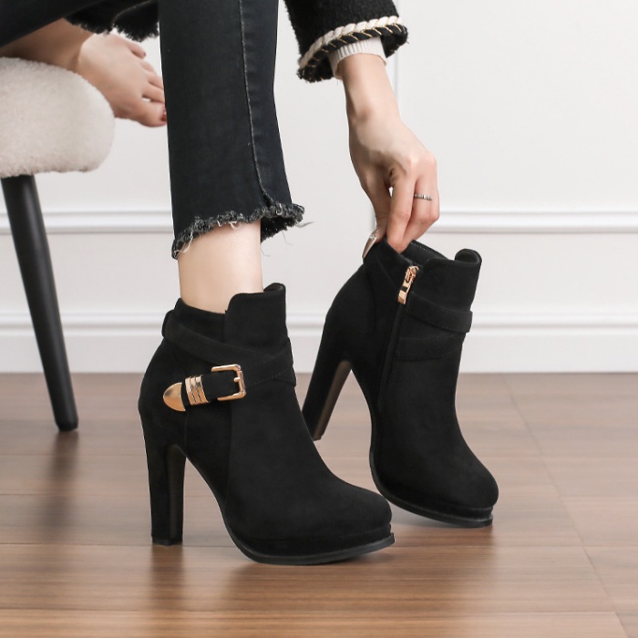 Autumn and winter high-heeled shoes short boots for women