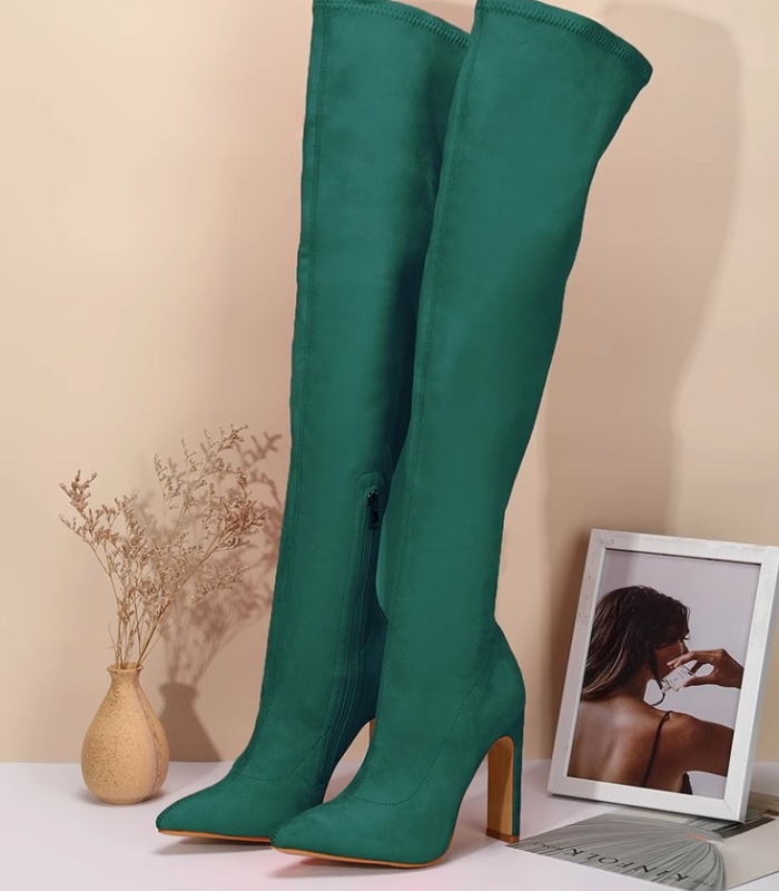 High-heeled large yard broadcloth fine-root thigh boots