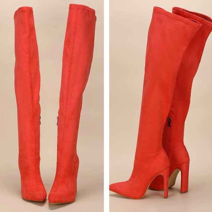 High-heeled large yard broadcloth fine-root thigh boots