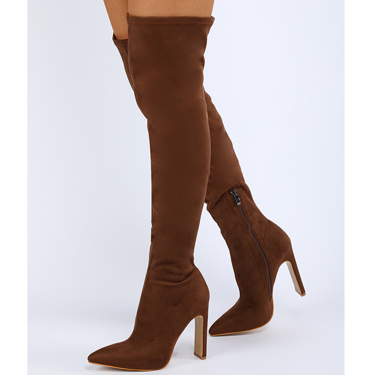 High-heeled large yard broadcloth fine-root thigh boots