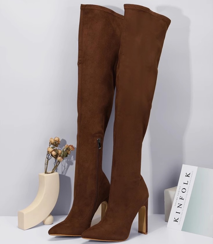 High-heeled large yard broadcloth fine-root thigh boots