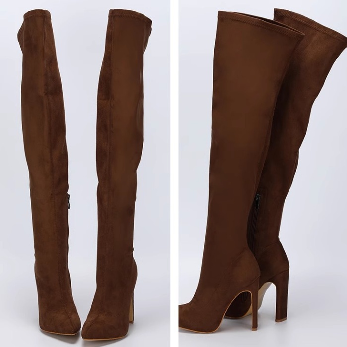 High-heeled large yard broadcloth fine-root thigh boots