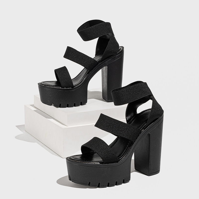 Thick high-heeled platform bar sandals for women