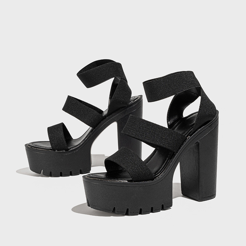 Thick high-heeled platform bar sandals for women