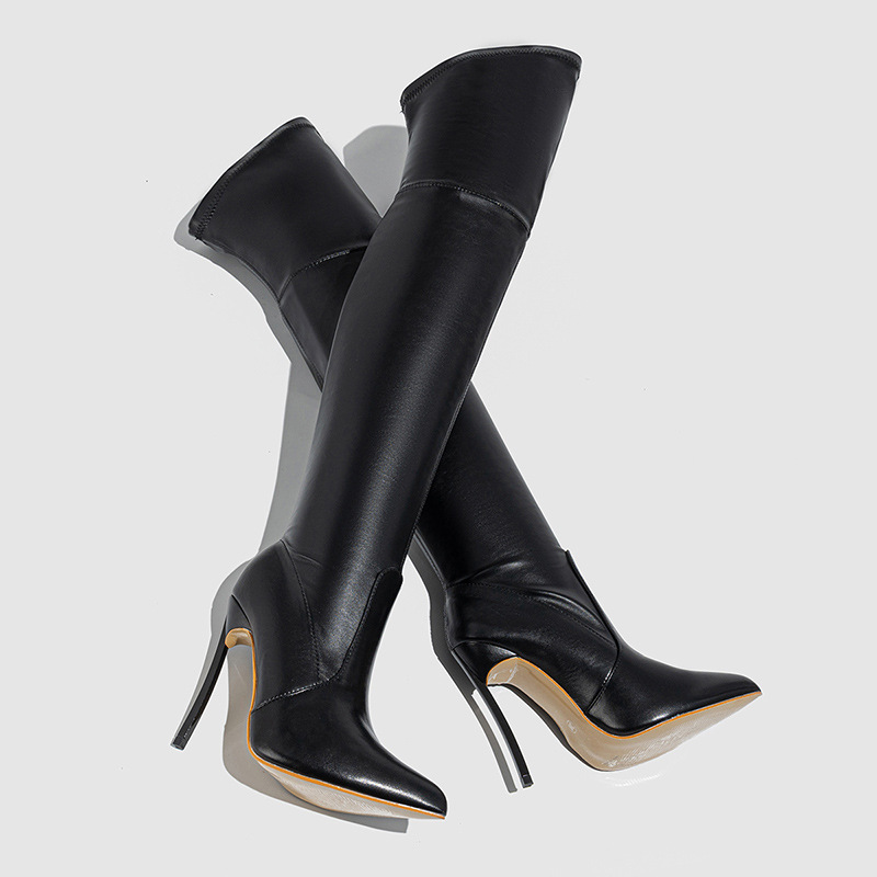 Large yard high-heeled shoes pointed thigh boots