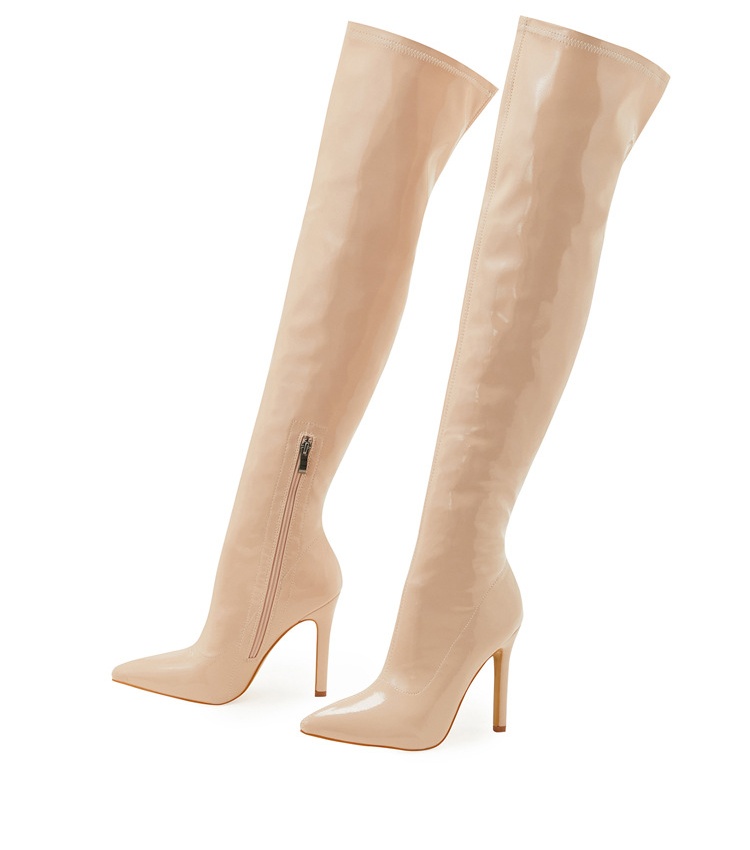 Exceed knee soft thigh boots patent leather boots