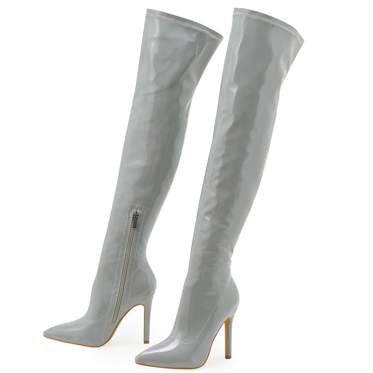 Exceed knee soft thigh boots patent leather boots