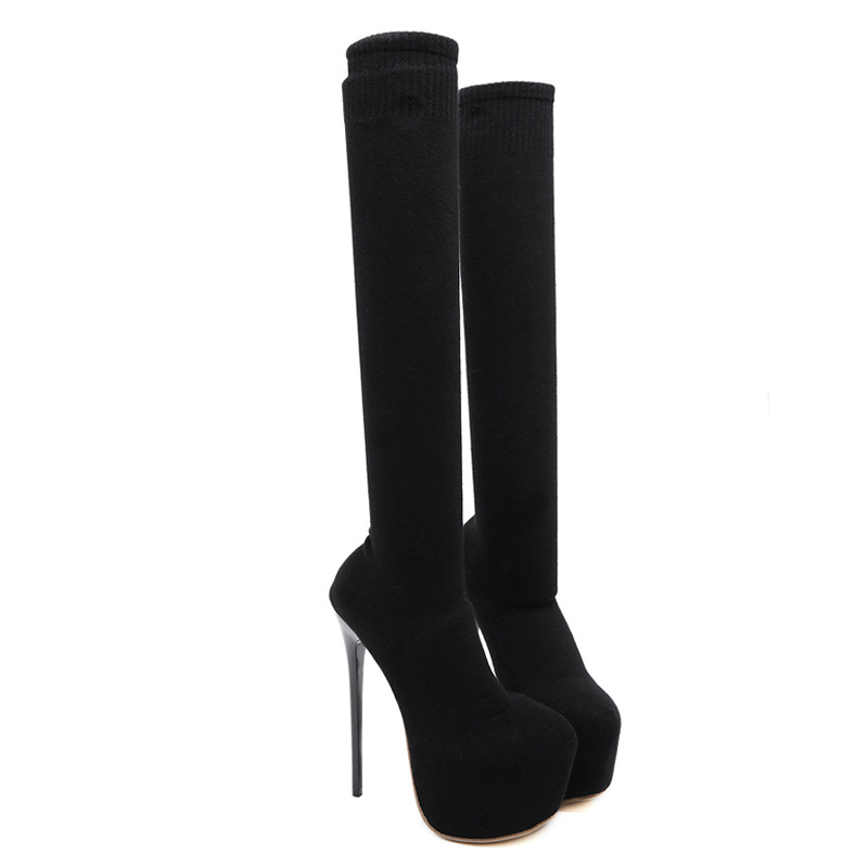 Very high autumn and winter thigh boots elasticity boots