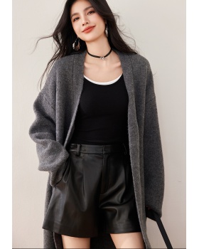 Long knitted coat V-neck loose tops