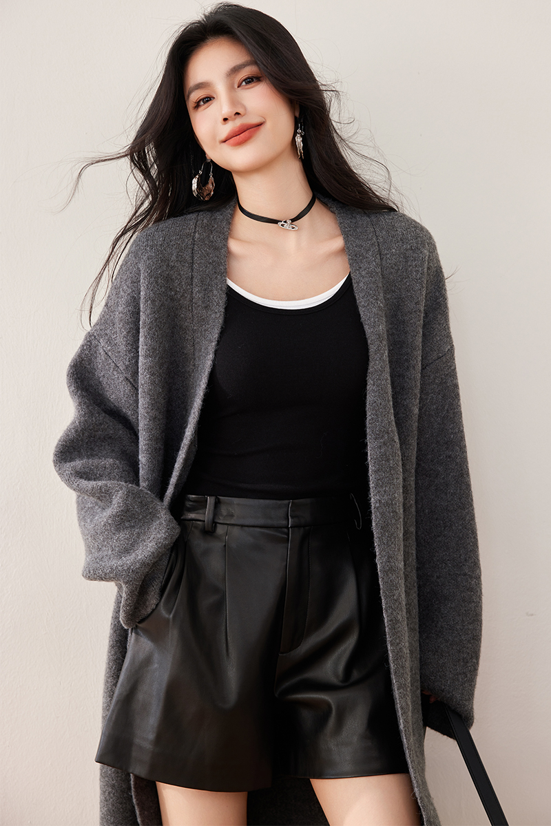 Long knitted coat V-neck loose tops