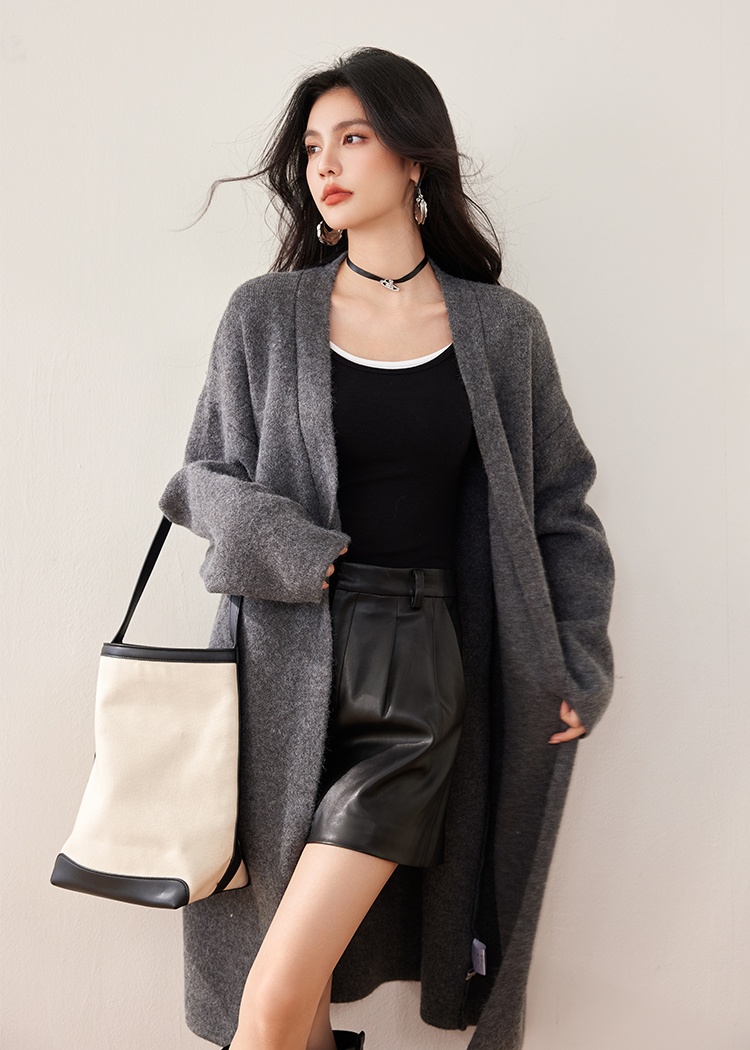 Long knitted coat V-neck loose tops