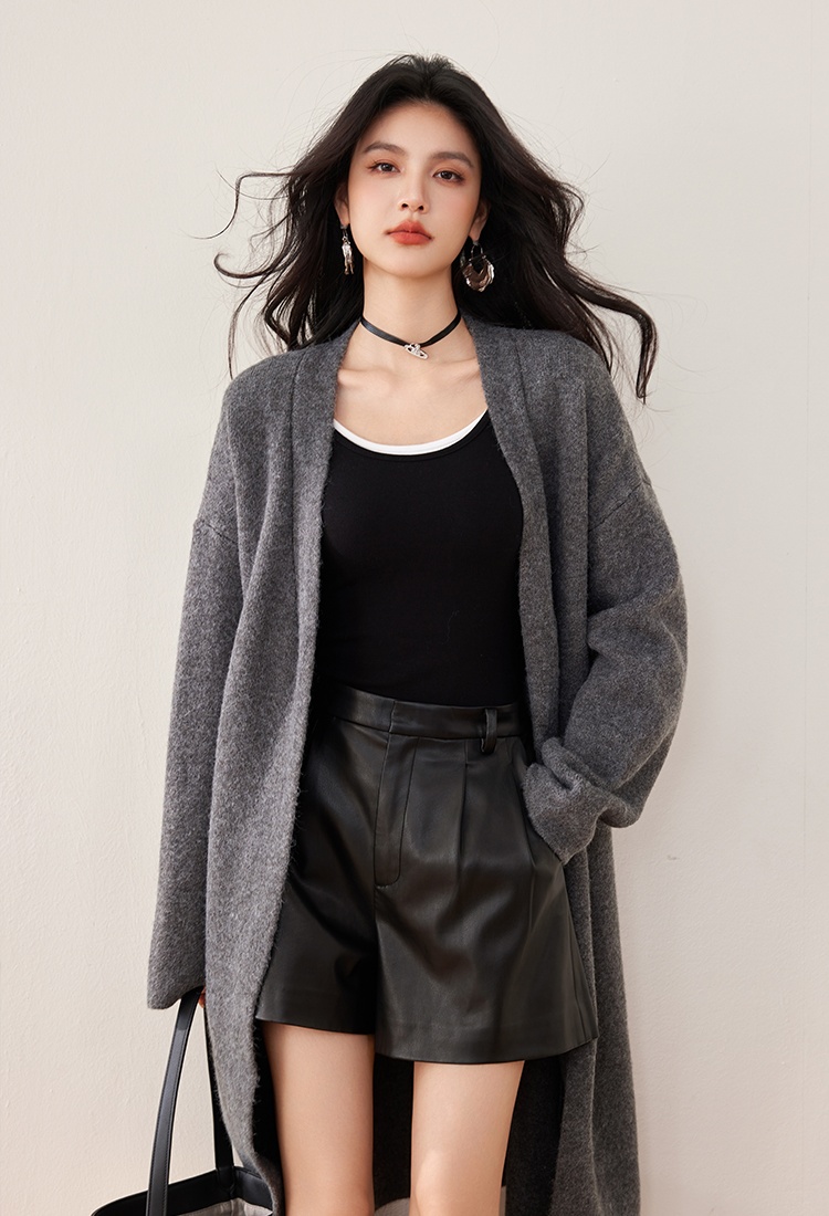 Long knitted coat V-neck loose tops