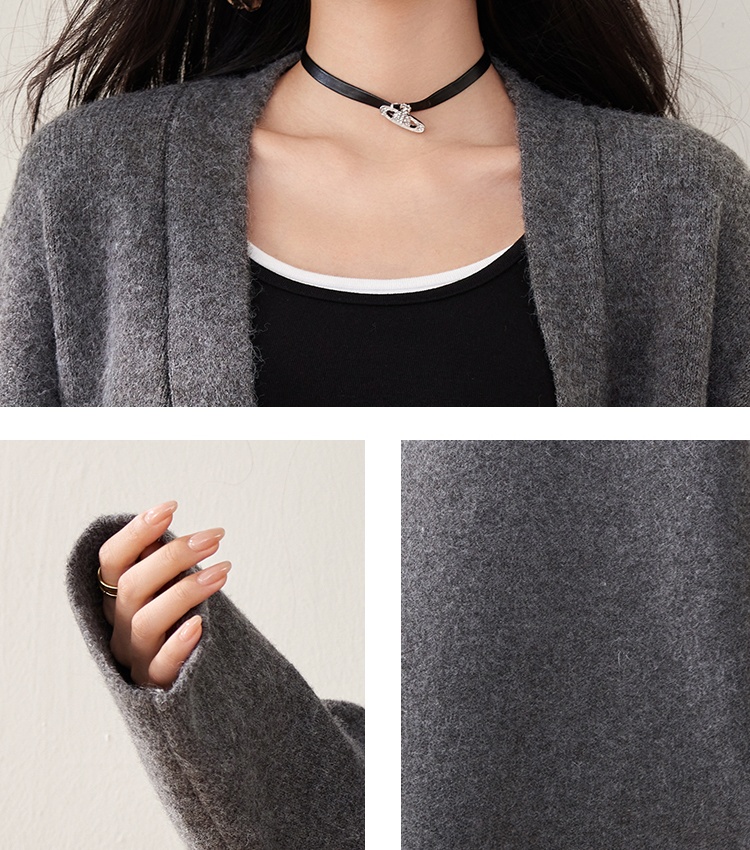 Long knitted coat V-neck loose tops